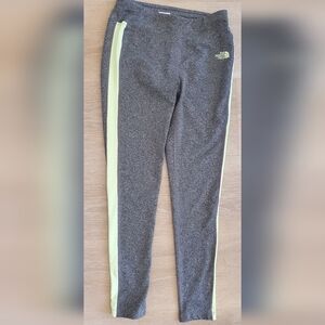 The North Face Women's Gray & Green Stretch Leggings - SMALL